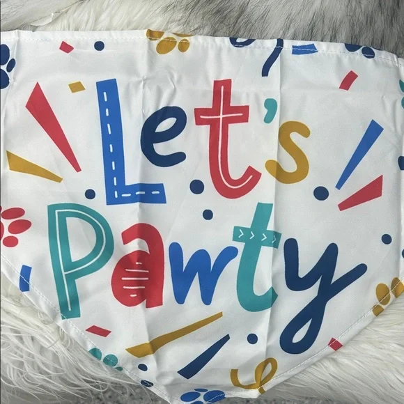 Colorful 'Let's Pawty, birthday Party dog bandana - Picture 3 of 3